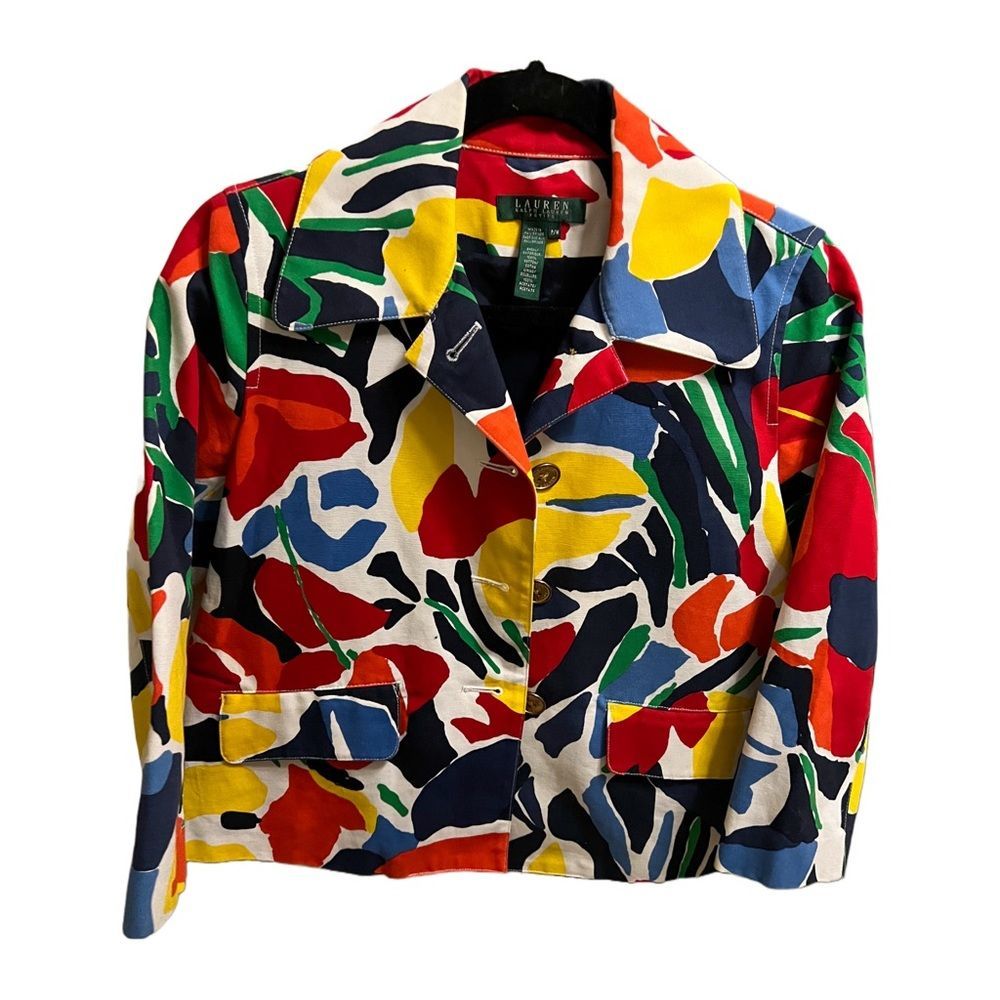 Ralph Lauren Vintage Colorful Print Blazer Petite